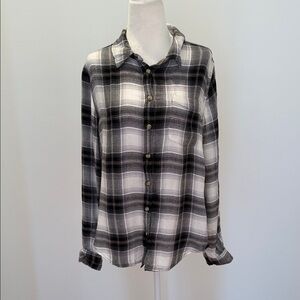 LUCKY BRAND women’s  Black and White Plaid Shirt Sz Xs